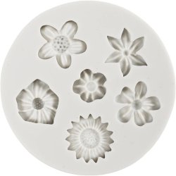 Silikoneform Blomster H: 0,5 cm, L: 1,5-2,5 cm
