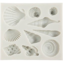 Silikoneform Konkylie og skaller, H: 1 cm, L: 1-2,8 cm