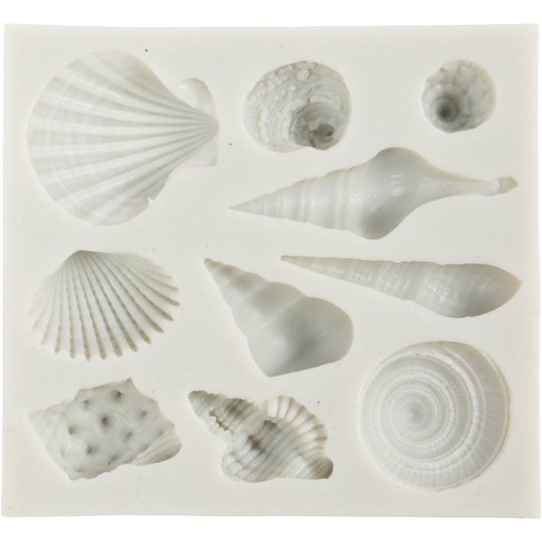 Silikoneform Konkylie og skaller, H: 1 cm, L: 1-2,8 cm