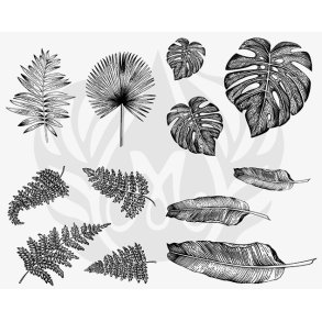 Designer Silkscreen Tropical Leaves