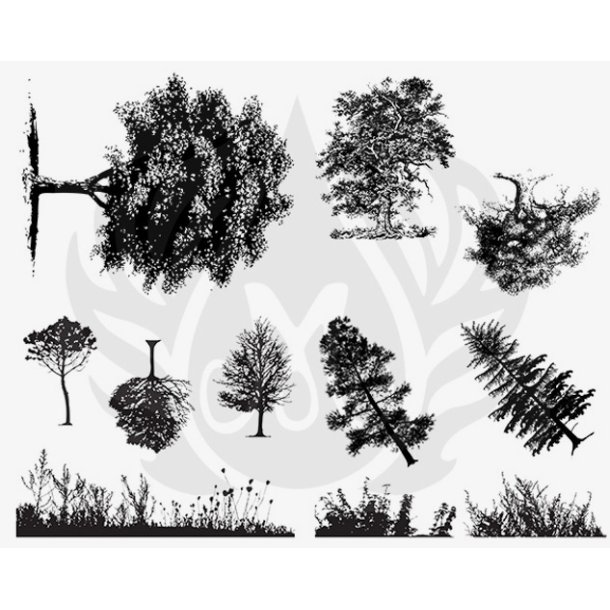 Designer Silkscreen Trees and Grass