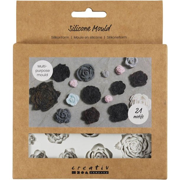 Silikoneform Roser, H: 0,5-1 cm, L: 0,8-4 cm